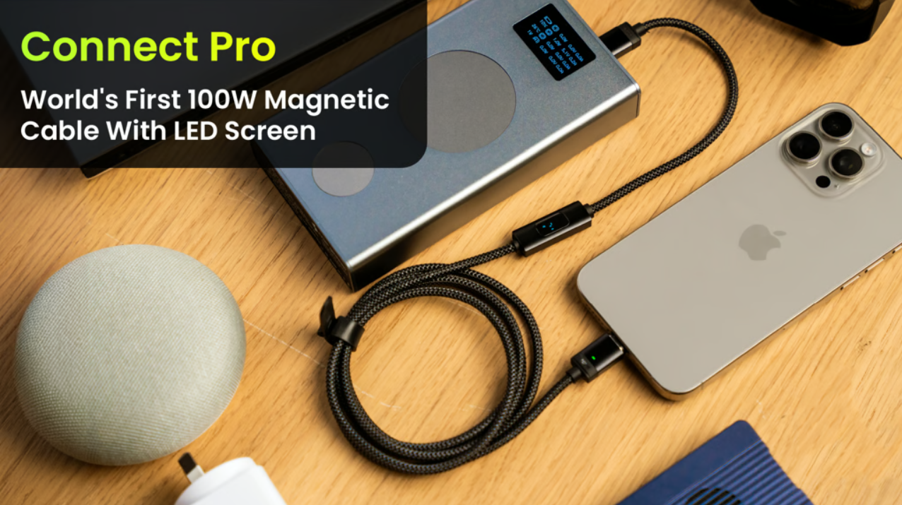 Connect Pro Magnetic Cable with Power Reader | Fast Charging | 100W USB-C & 27W Apple Fast Charge