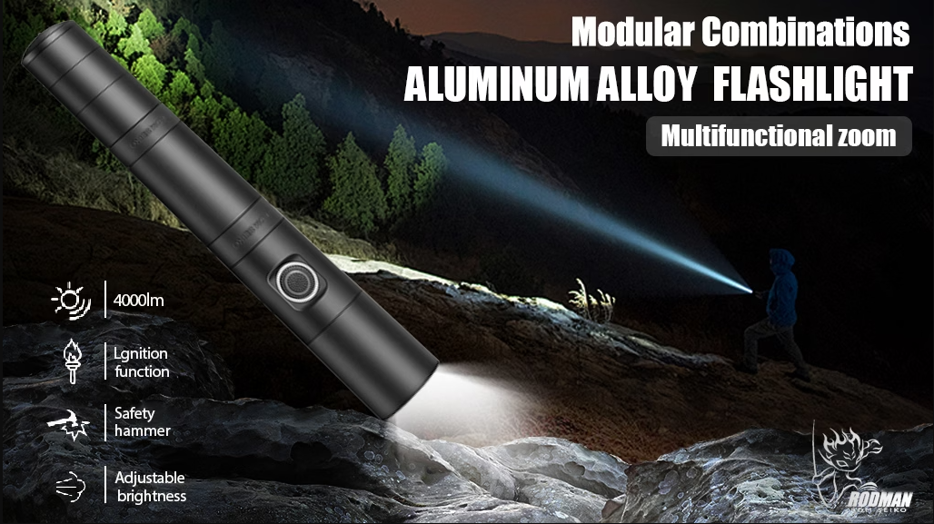 Modular combination: flashlight with 8 functions